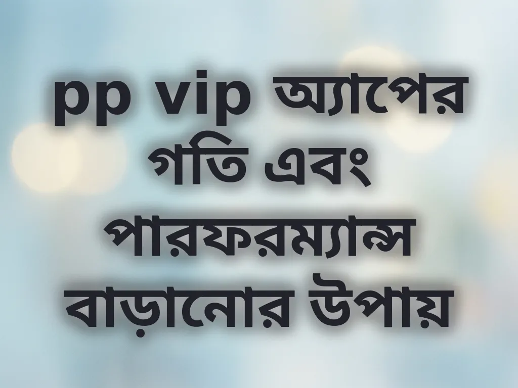 pp vip অ্যাপের গতি এবং পারফরম্যান্স বাড়ানোর উপায়